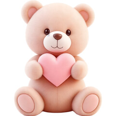 Naklejka premium Brown Teddy Bear Holding a Red Heart