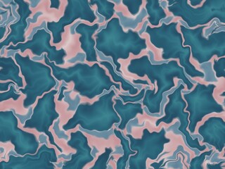 Seamless abstract marble pattern in teal and dusty rose, perfect for backgrounds or textile designs.
