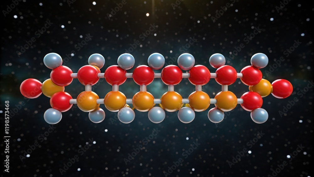 Poster a colorful molecular structure is displayed in a starry background, illustrating the arrangement of 