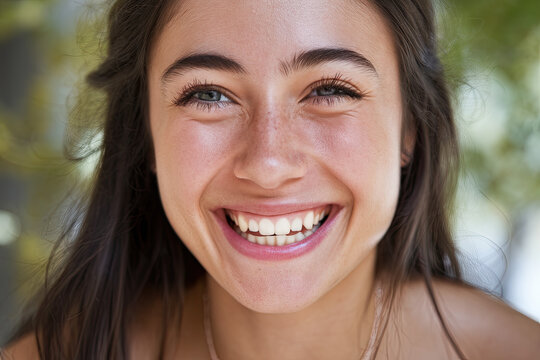 a laughing face with dimples and bright eyes