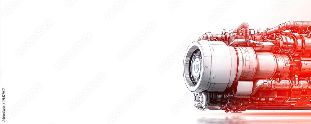 Poster engineer sketching concept. futuristic engine design showcasing high-tech features and innovative en