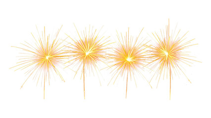 A night sky bursting with vibrant fireworks on a transparent background.