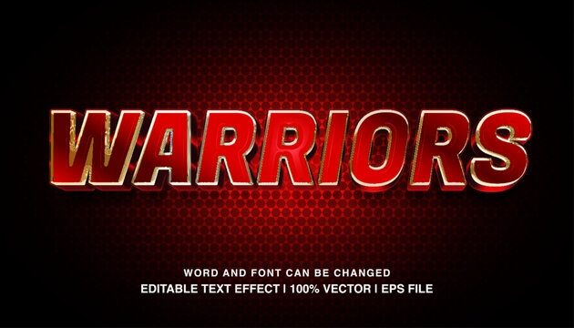 editable warriors red 3d bold glossy typeface