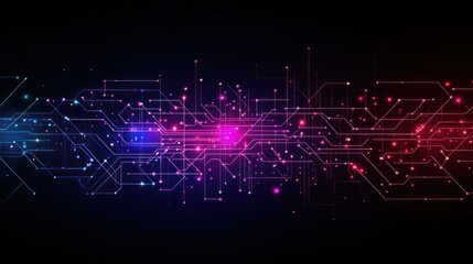 Fototapeta premium Abstract Digital Circuitry: A Symphony of Neon Hues