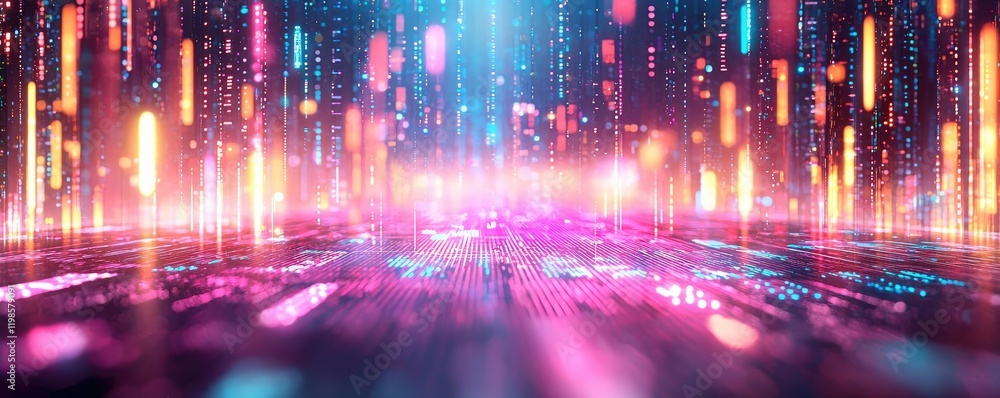 Poster dust pollution concept. a vibrant display of digital lights creating a futuristic atmosphere.