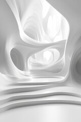 3D White Interior Digital Background with Smooth Effects, Generative AI