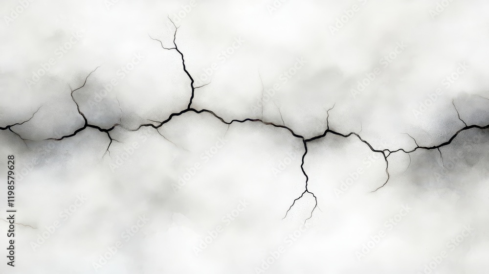 Poster detailed view of weathered concrete wall with extensive cracking and textured surface