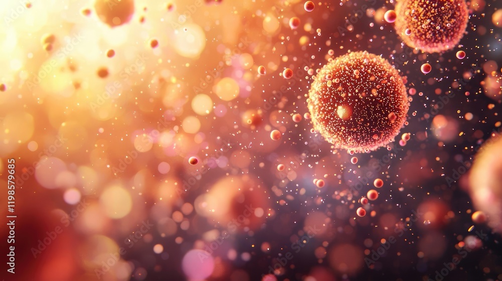 Poster dust pollution idea. abstract representation of microscopic particles with glowing effects.
