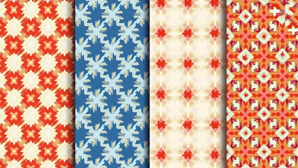 Fototapeta premium Set of Modern Abstract Geometric Seamless Patterns in Vector Art