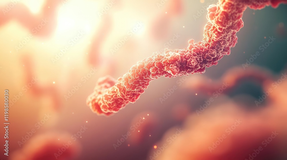 Poster dust pollution idea. microscopic view of colorful bacteria in an illuminated environment.