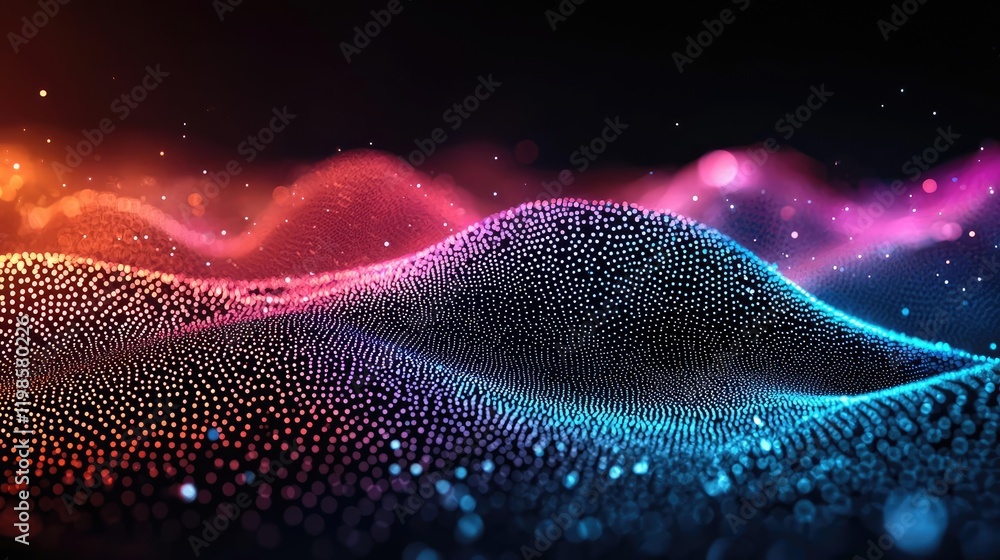 Poster dust pollution idea. abstract waves of color and light create a mesmerizing digital landscape.