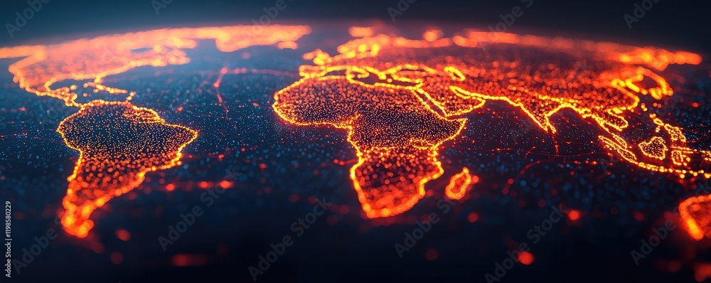 Poster dust pollution concept. a stunning visual of the earth illuminated by glowing data points, represent