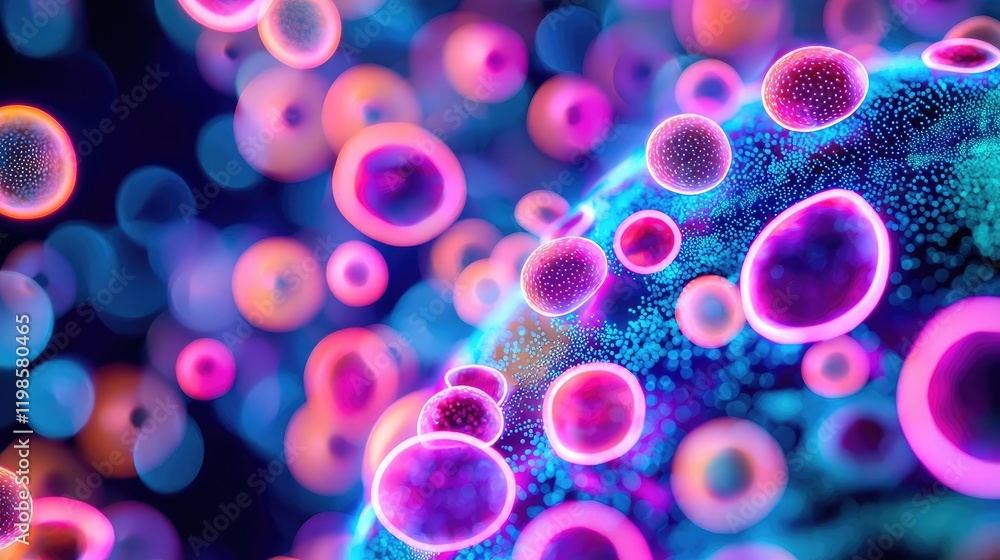 Aufkleber dust pollution concept. colorful abstract representation of microscopic cells in vibrant hues and pa