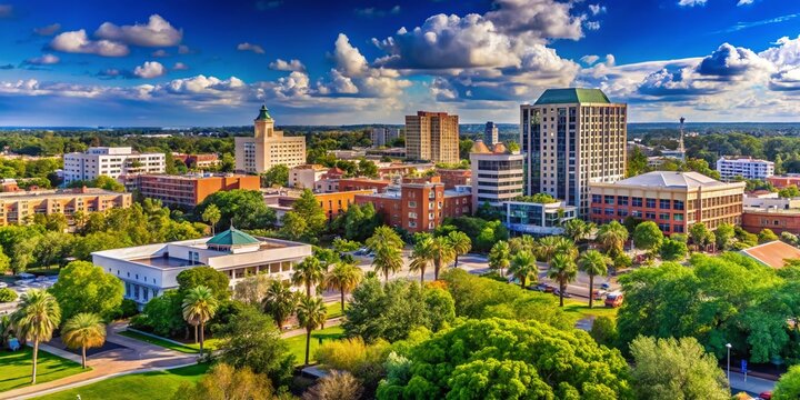 Gainesville Florida Cityscape Skyline Panoramic View - Urban Landscape Stock Photo