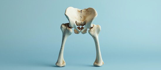 Comprehensive 3D model of knee bones and joints showcased on a blue educational background.