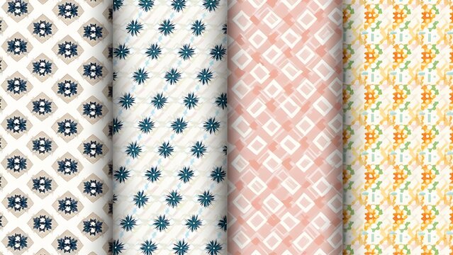 Vector Seamless Patterns with Abstract Geometric Shapes and Designs