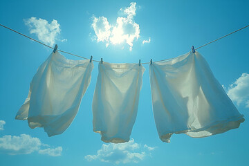 Sun-bleached whites air drying outdoors