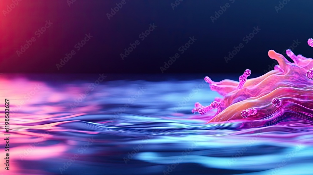 Poster dust pollution idea. a vibrant splash of colorful liquid creating mesmerizing patterns in water.
