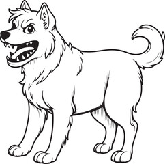 angry Dog  Dog  line art vector on white background