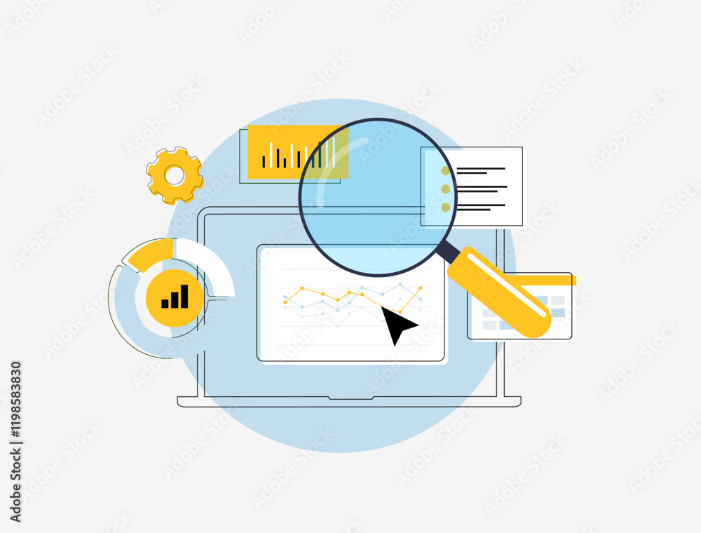 Poster data-driven decisions in marketing. charts, graphs and dashboards showcasing analytics, trends and k