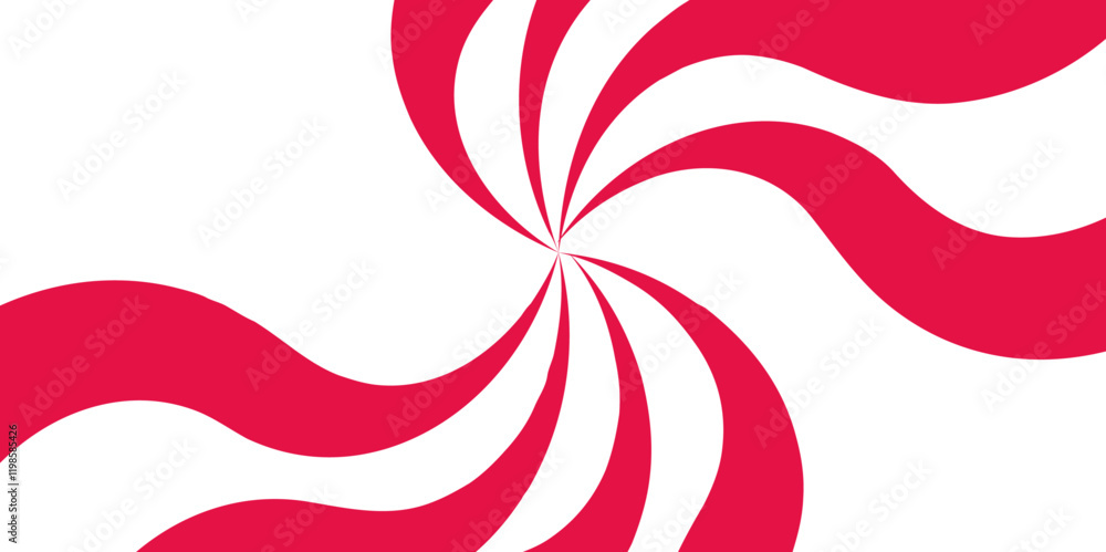 Poster Abstract background with rays retro starburst. Funky ray elements, circle motifs. Red and white twisted Spiral radial striped backdrop design. Dynamic Red and White Spiral Design Bold Swirl Pattern