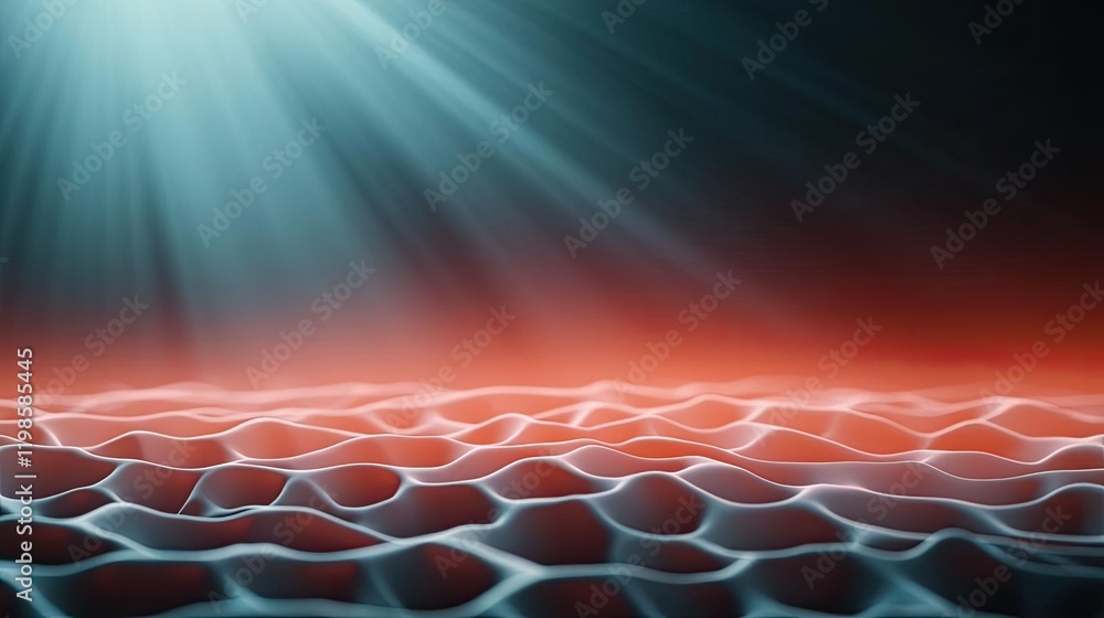 Poster dust pollution idea. underwater view with light rays illuminating the smooth water surface and vibra