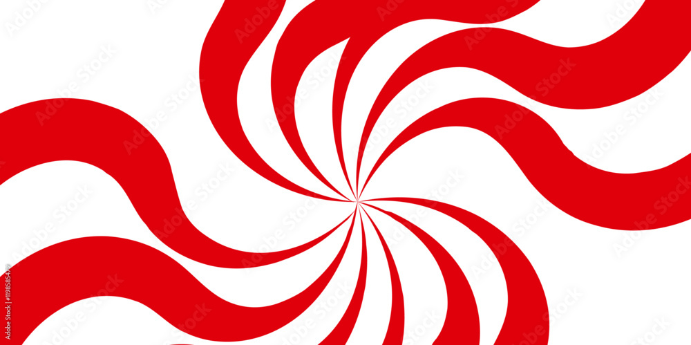 Poster Abstract background with rays retro starburst. Funky ray elements, circle motifs. Red and white twisted Spiral radial striped backdrop design. Dynamic Red and White Spiral Design Bold Swirl Pattern
