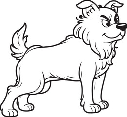angry Dog  Dog  line art vector on white background