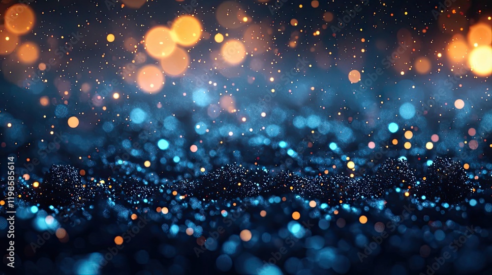 Poster dust pollution idea. vibrant bokeh lights create a magical atmosphere in a sparkling blue background