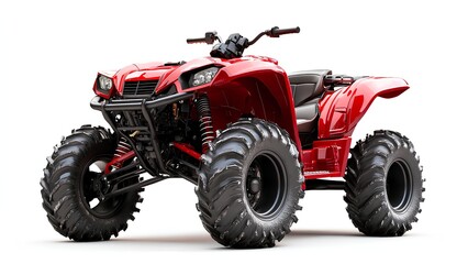Fototapeta premium Powerful All-Terrain Vehicle (ATV) in Vibrant Red for Rugged Adventures