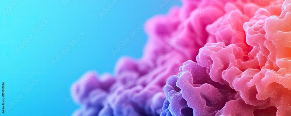 Poster dust pollution concept. vibrant abstract image showcasing colorful coral-like structures in vivid hu