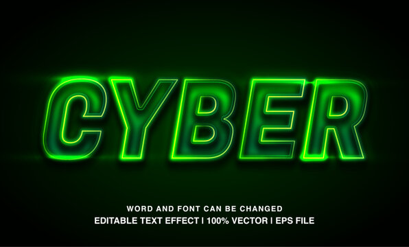 text effect cyber neon green typeface