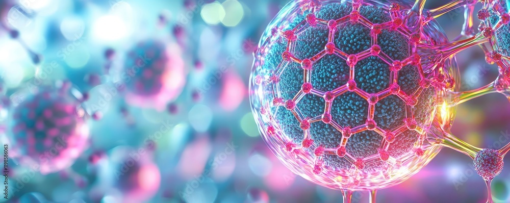Poster dust pollution idea. vibrant microscopic view of cells showcasing intricate structures and colors.