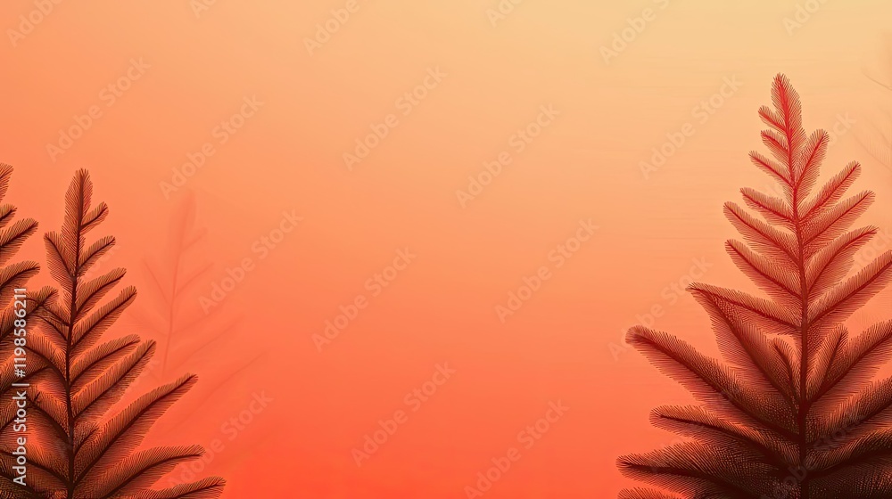 Poster dust pollution concept. silhouetted ferns against a warm gradient background, creating a serene atmo