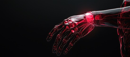 Detailed 3D x-ray design representation of elbow pain highlighting potential injuries.