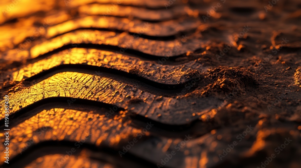 Poster rendering of tire tread analysis, showing imprints and comparisons to a database