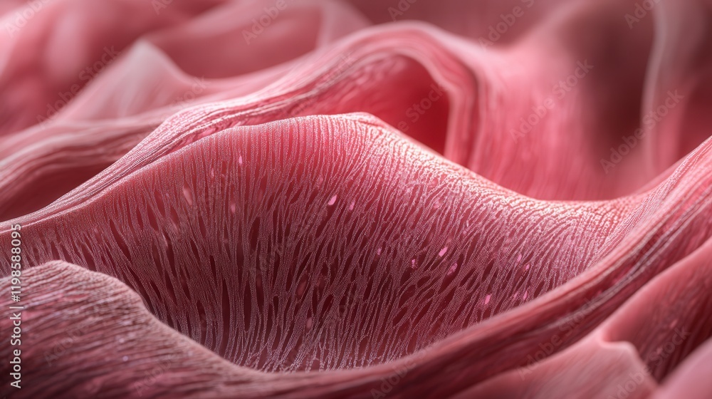 Poster visualization of muscle fibers under magnification, showing striations and patterns