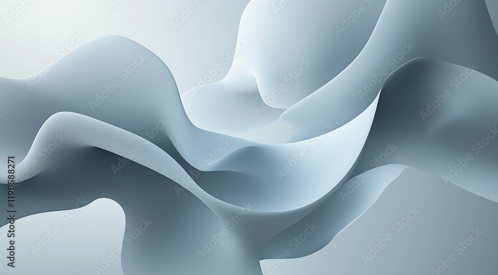Aufkleber high-quality light blue background with soft white gradient and curved white shapes smooth, simple c