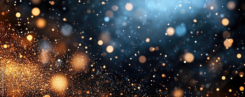 Poster dust pollution concept. beautiful sparkling bokeh lights in blue and orange tones, creating a stunni