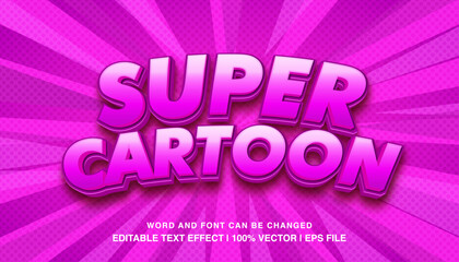 Fototapeta premium editable text effect blue super cartoon