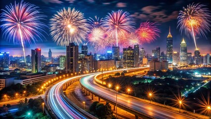 Happy New Year Fireworks Light Trails Long Exposure Photography