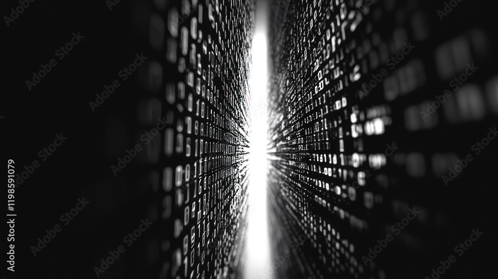 Poster digital data stream: a journey into the binary world