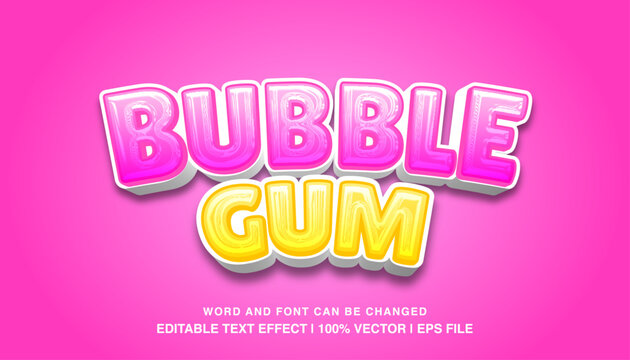 editable text effect bubble gum
