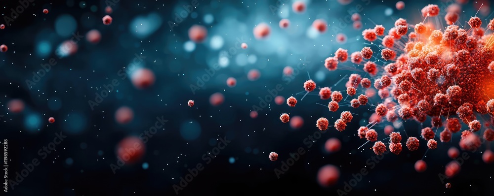 Poster dust pollution idea. abstract representation of viral particles floating in a microscopic environmen