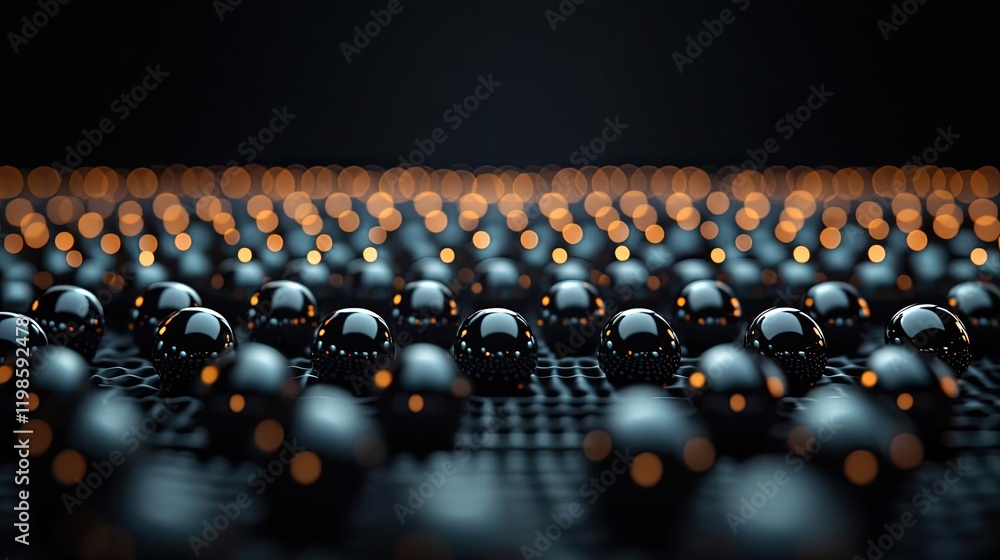 Poster dust pollution idea. abstract close-up of metallic spheres arranged in a mesmerizing pattern.