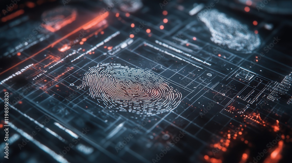 Aufkleber fingerprint analysis, showing unique ridge patterns and classification techniques