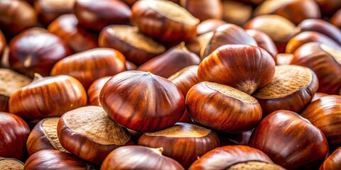 Obraz premium High-Resolution Image of Natural Chestnuts: Pile of Freshly Harvested Chestnuts, Close-Up View