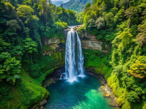 Hikong Alo Falls, Lake Sebu, Mindanao, Philippines: Stunning Vertical Slow-Motion Aerial View