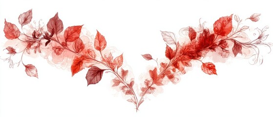 Obraz premium Elegant Red Leaves Design with Soft Background and Artistic Flair
