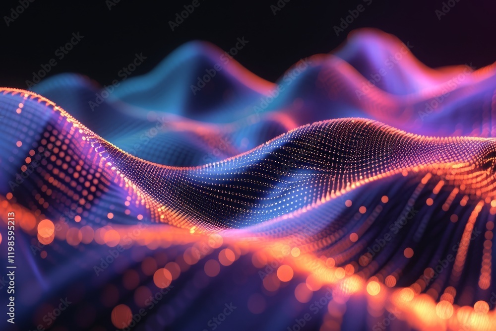 Aufkleber colorful abstract data wave points graph illustrating dynamic and flowing patterns, showcasing techn